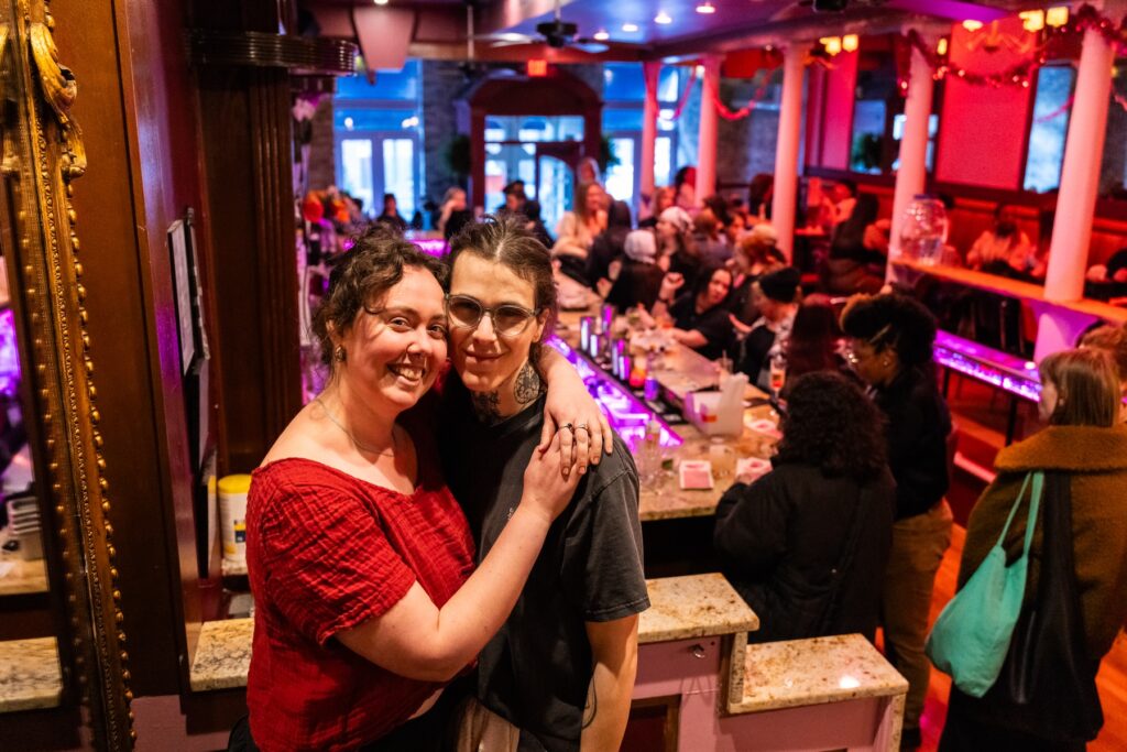 03-19-2026-k-paynter-vals-lesbian-bar-6 Julia Harris (left) and Clover Gilfor (right), partners and co-owners of Val’s lesbian bar