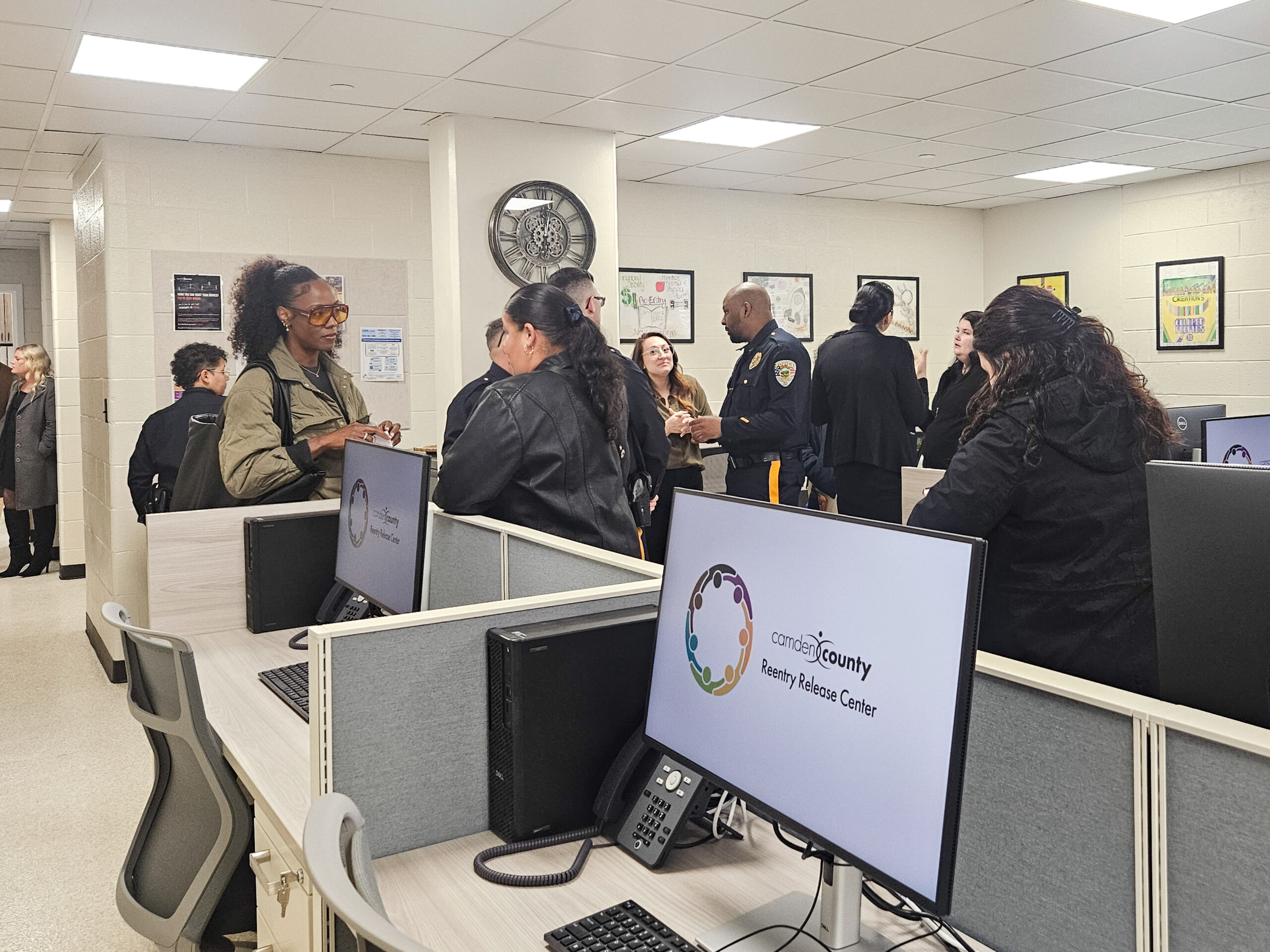 workers inside Camden County Department of Corrections’ Reentry Release Center