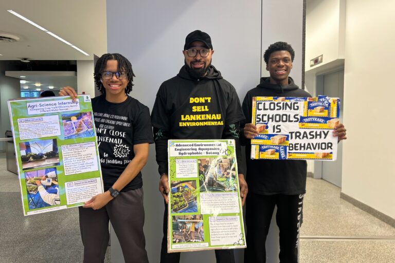 Lankenau students and staff protesting with signs