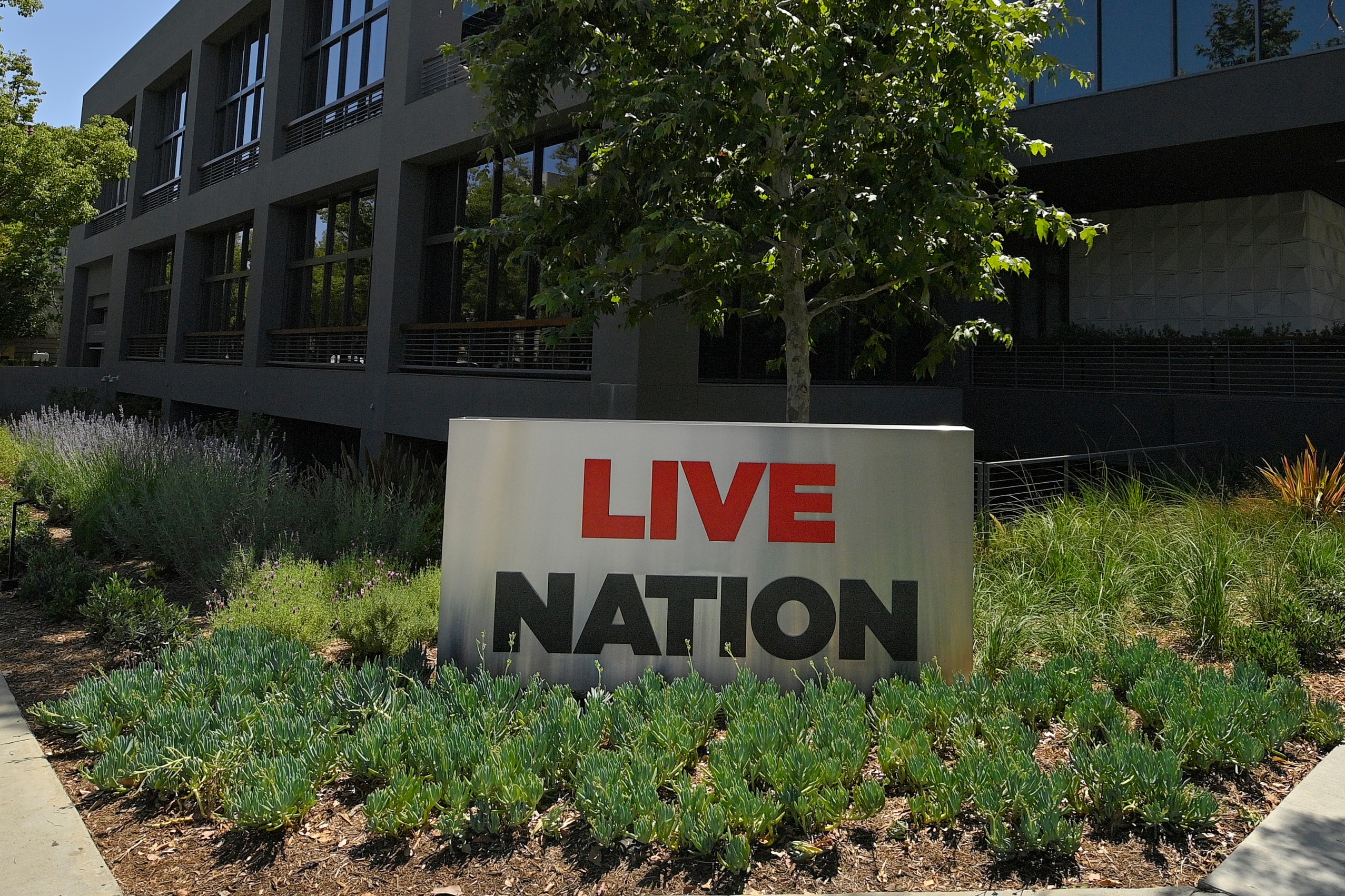 a sign outside the Live Nation headquarters