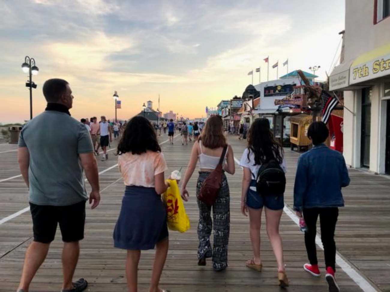 People walking on the Ocean City boardwalk