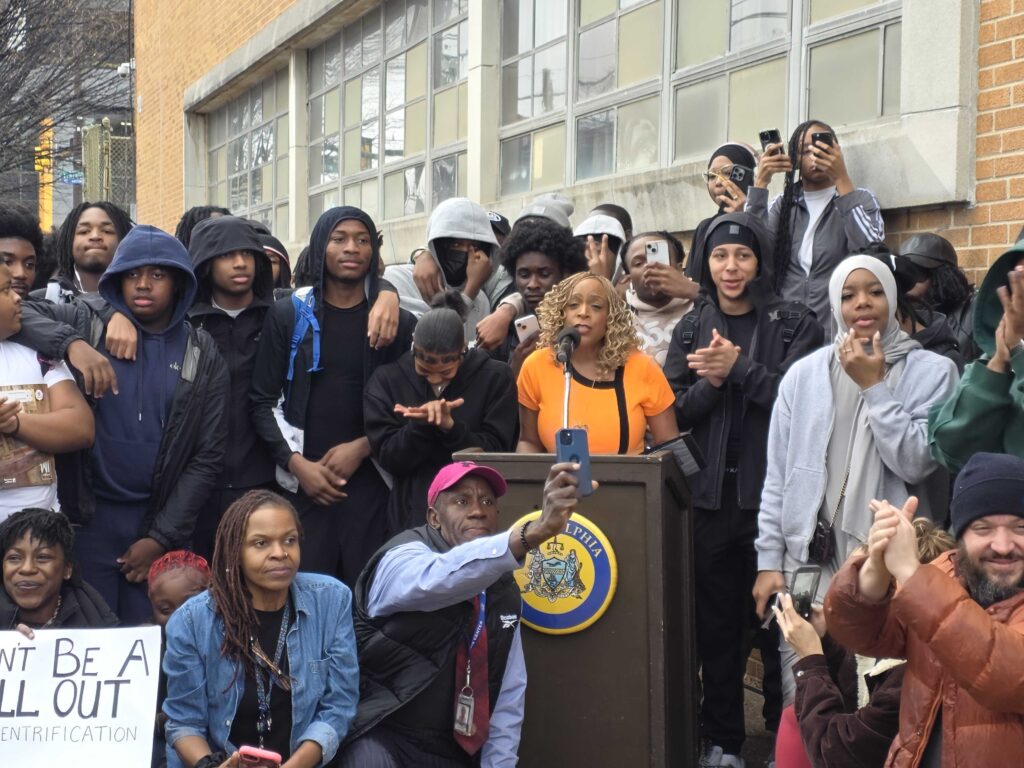 school-closures-rally-2026-03-23-west-philadelphia-1 Jamie Gauthier speaks alongside students