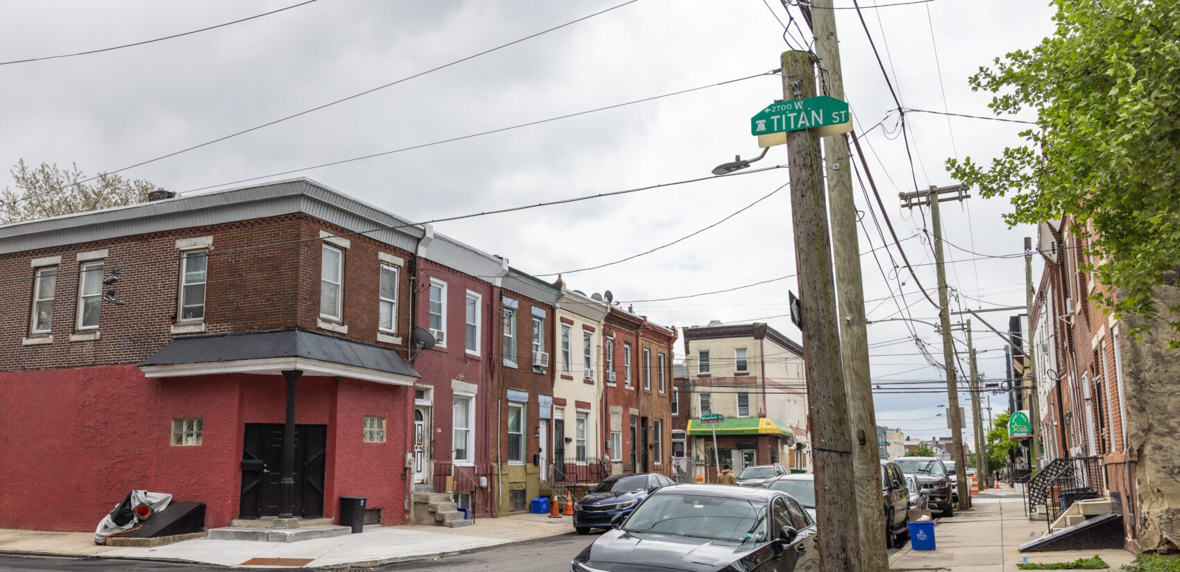 A rotting pole in use by other utility companies left behind when PECO replaced the electrical equipment