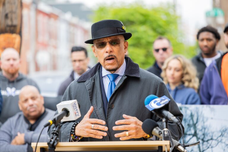 Vincent Hughes speaks at a press conference