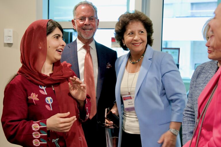 Malala Yousafzai meets with admirers before the Lifelong Learning Award ceremony at WHYY