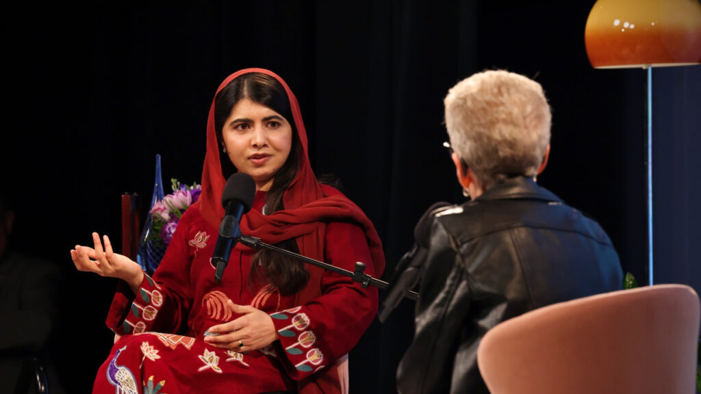 Malala Yousafzai being interviewed by Terry Gross