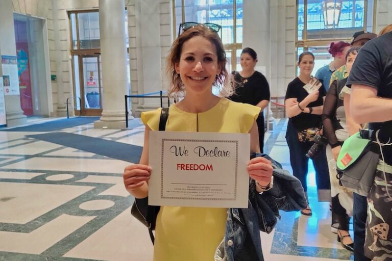 Lisa Mittelman at the opening of the ''Printmaking for the People'' event