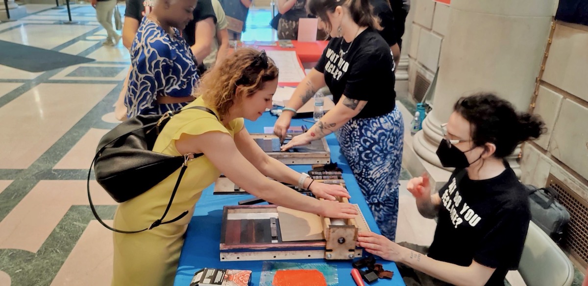 Lisa Mittelman at the opening of ''Printmaking for the People''