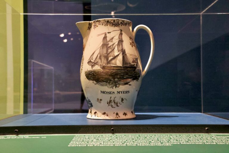 a vase bearing a ship and the name Moses Myers