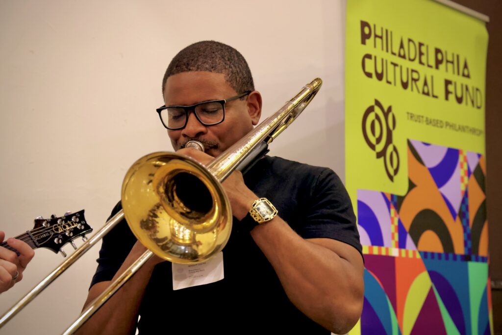 2026 04 23-e lee-brent white-philadelphia city hall-philadelphia cultural fund putty dance project trombone Trombonist Brent White performs