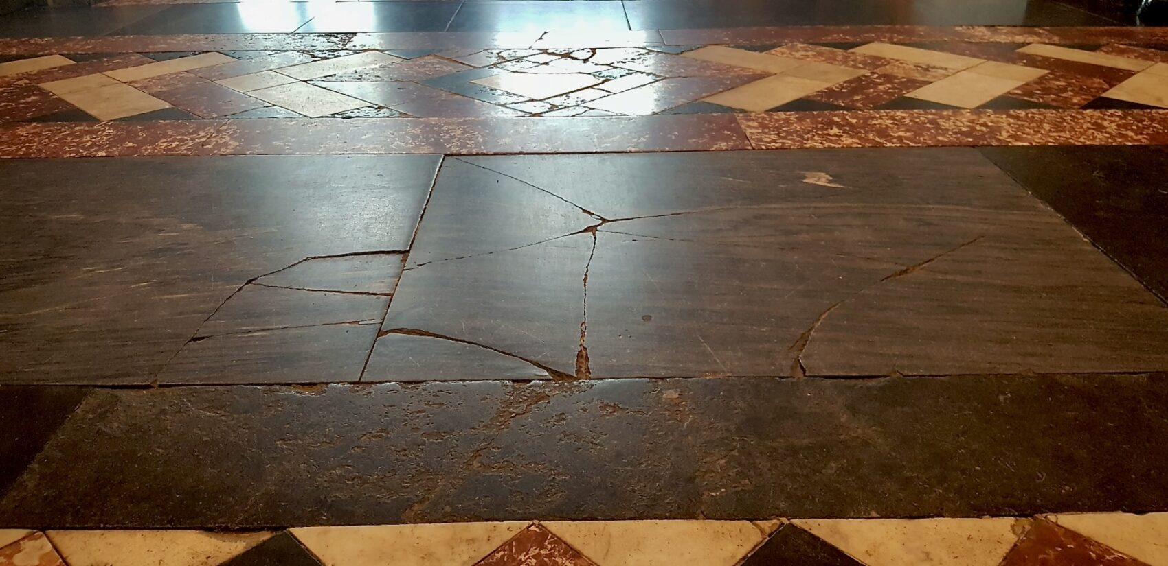 cracks in the marble floor