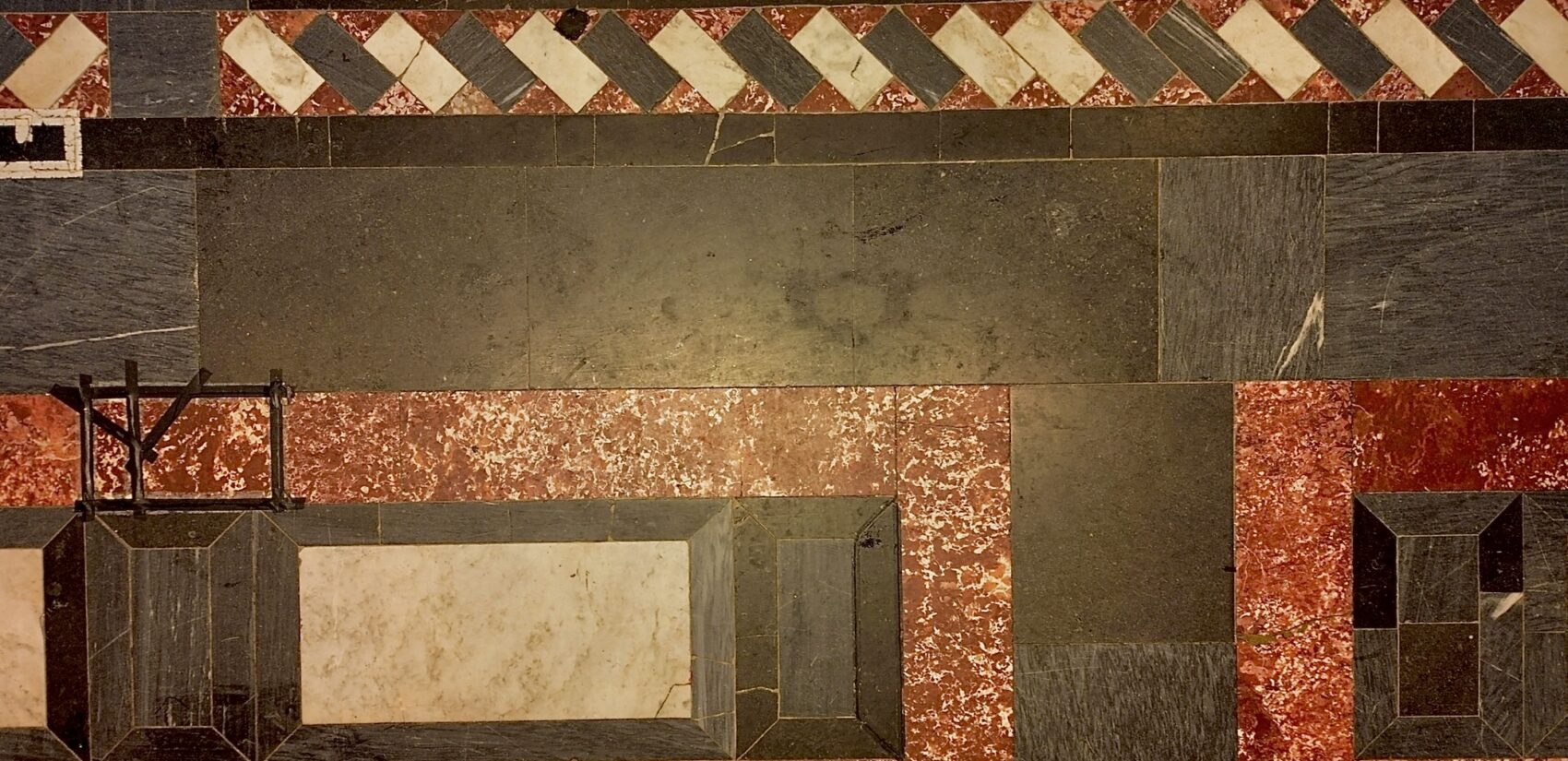 black tape on the marble floor