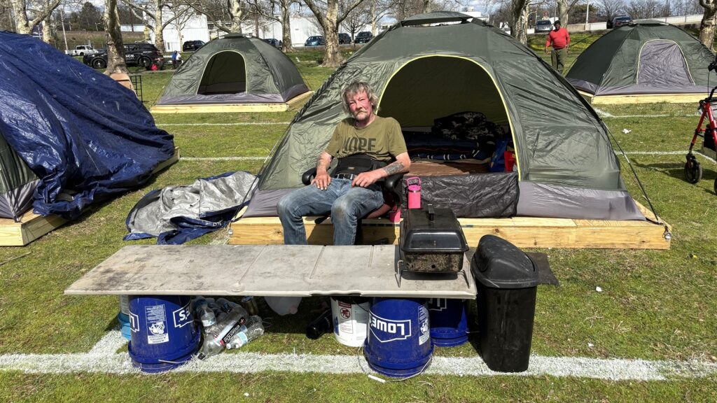 Jerry Alford Christina Park Jerry Alford looks on at a Wilmington homeless encampment