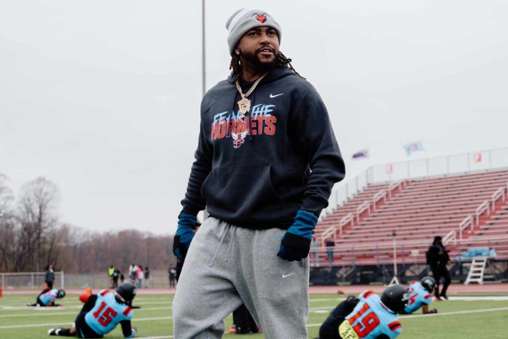 coachjacksontopper DeSean Jackson on the practice field with his team.
