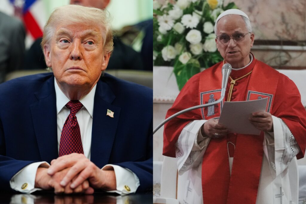 donald-trump-pope-leo-xiv side-by-side photos of Donald Trump and Pope Leo XIV