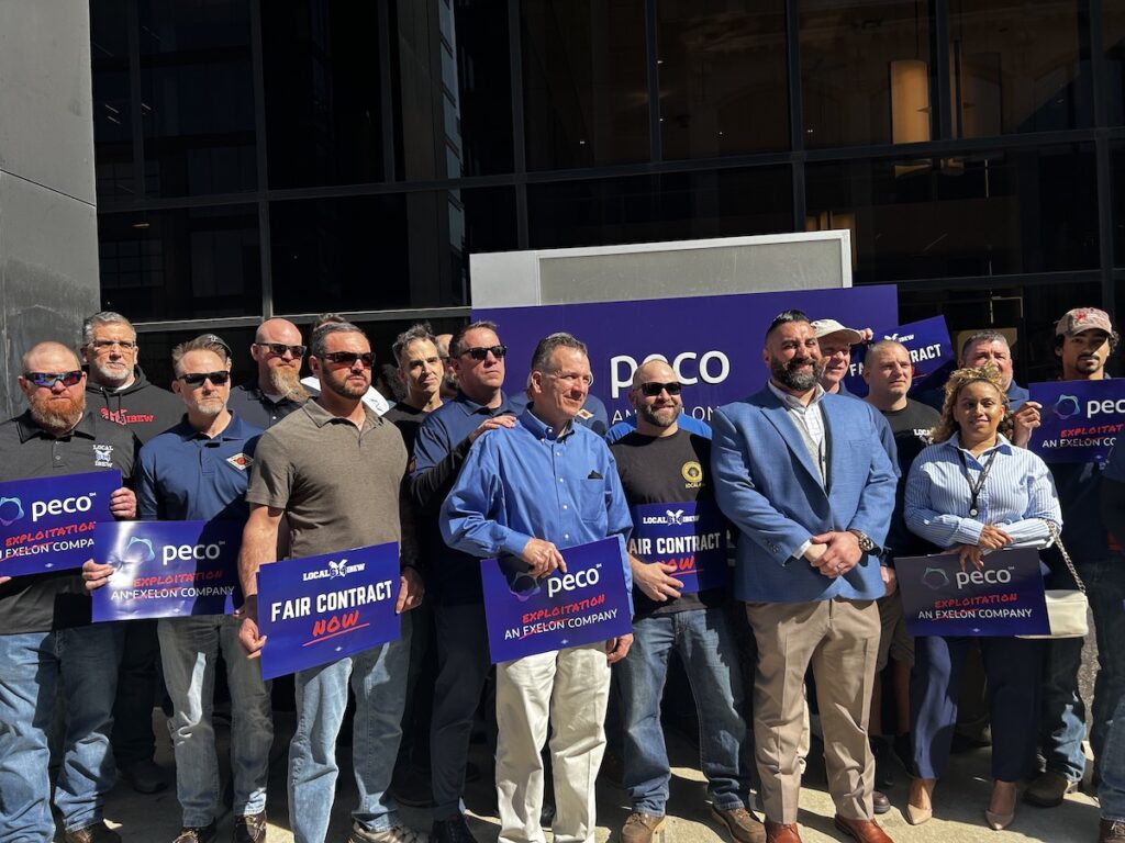 PECO union workers outside of PECO headquarters