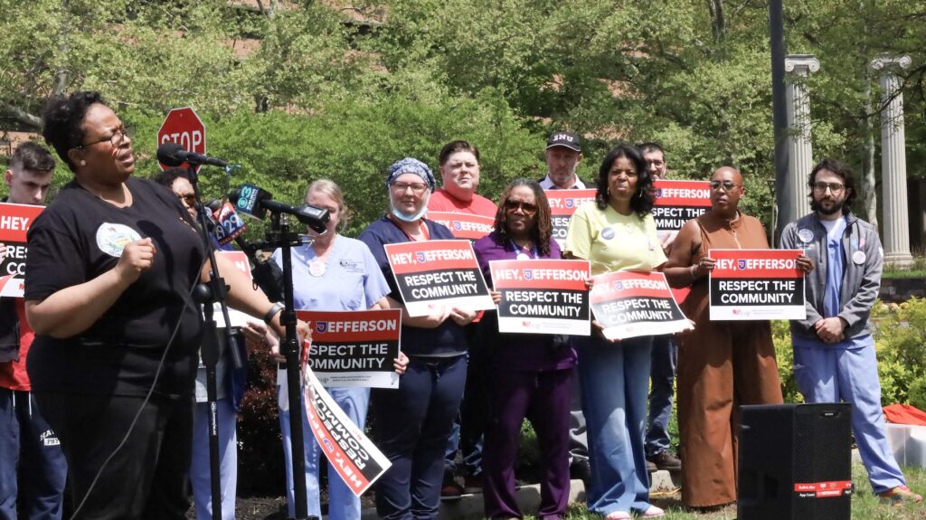 Local lawmakers, community leaders and unionized health care workers