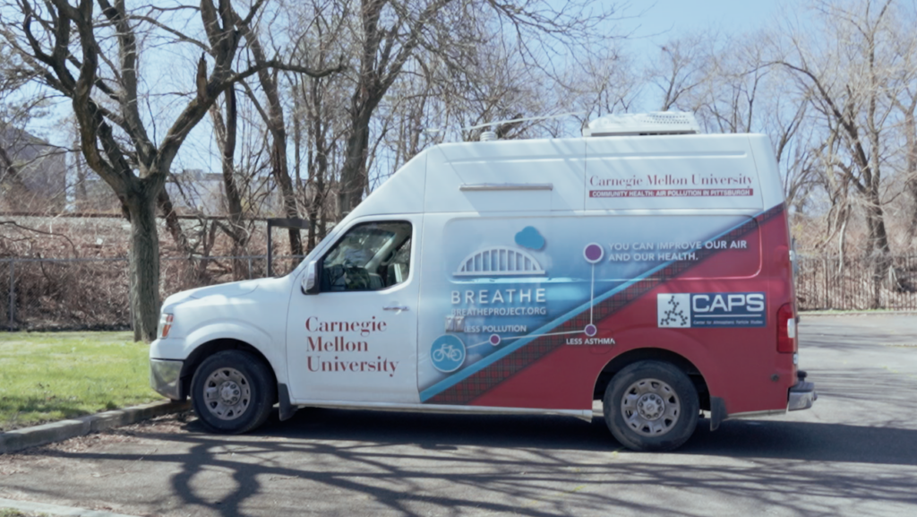 A white van drives through Camden as part of a mobile air monitoring project