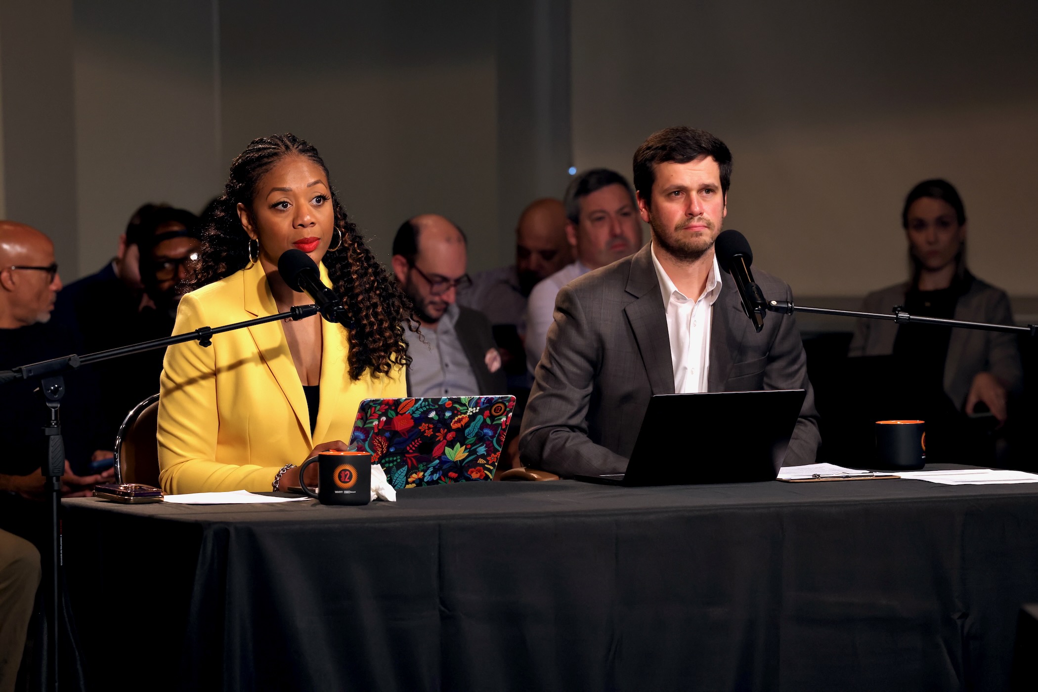 Cherri Gregg and Avi Wolfman-Arent pose questions
