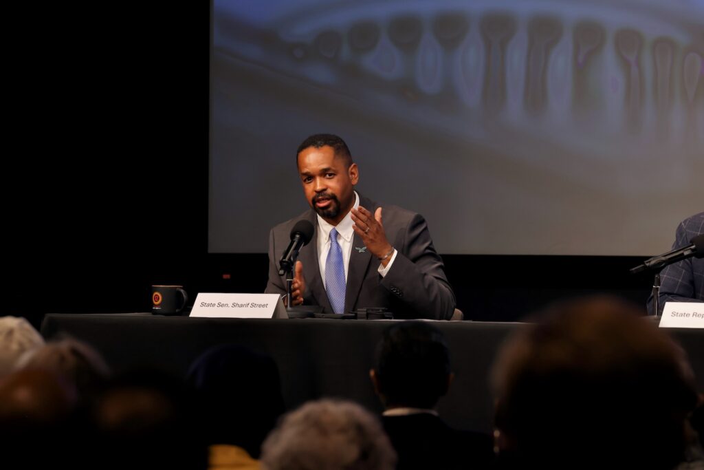 Pennsylvania Sen. Sharif Street participates in a debate