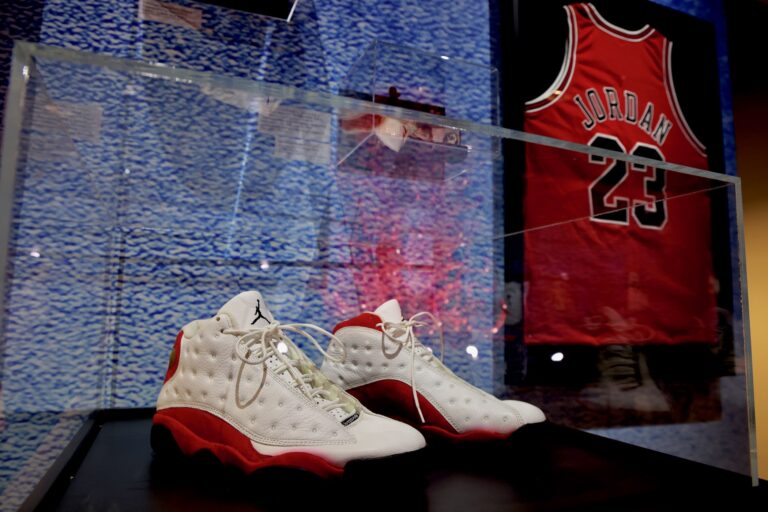 Michael Jordan's shoes and jersey are on display at the National Liberty Museum