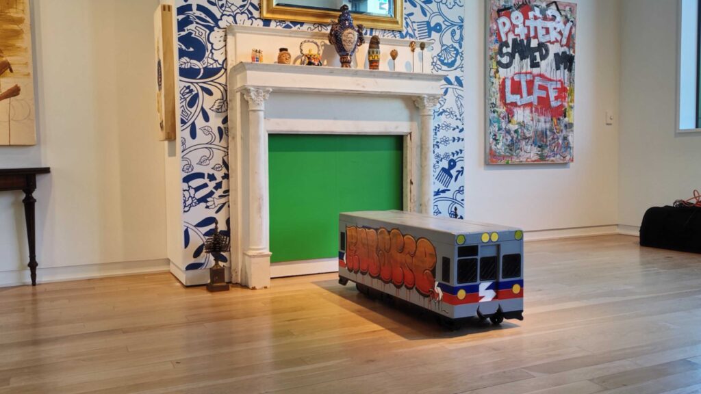 radical-americana-philadelphia-3 a mantlepiece with a small SEPTA train