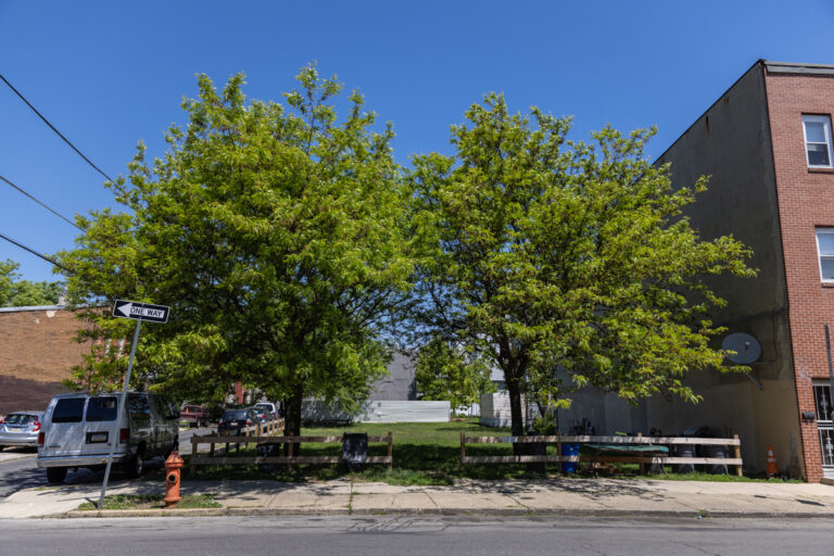 A vacant, city-owned lot in Philadelphia’s Norris Square neighborhood