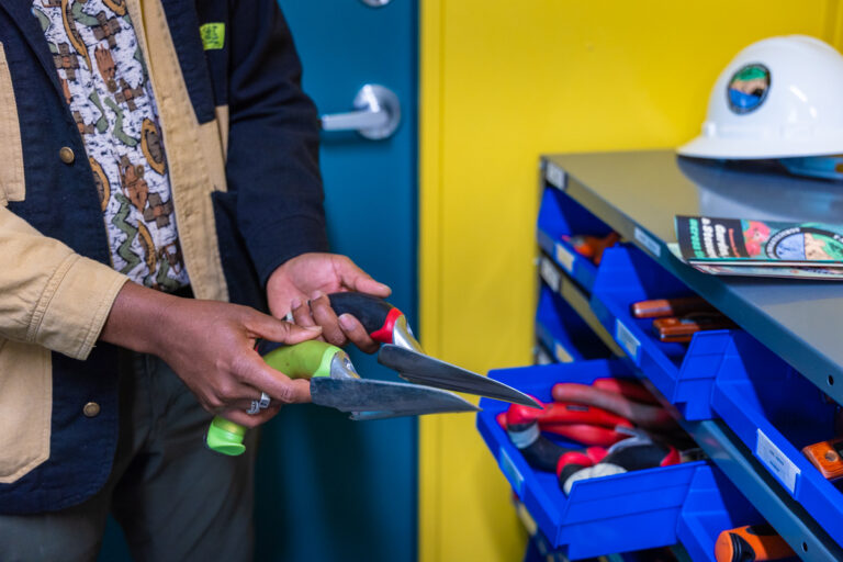 Gardening tools at the Agricultural Resource Center in Fairmount Park