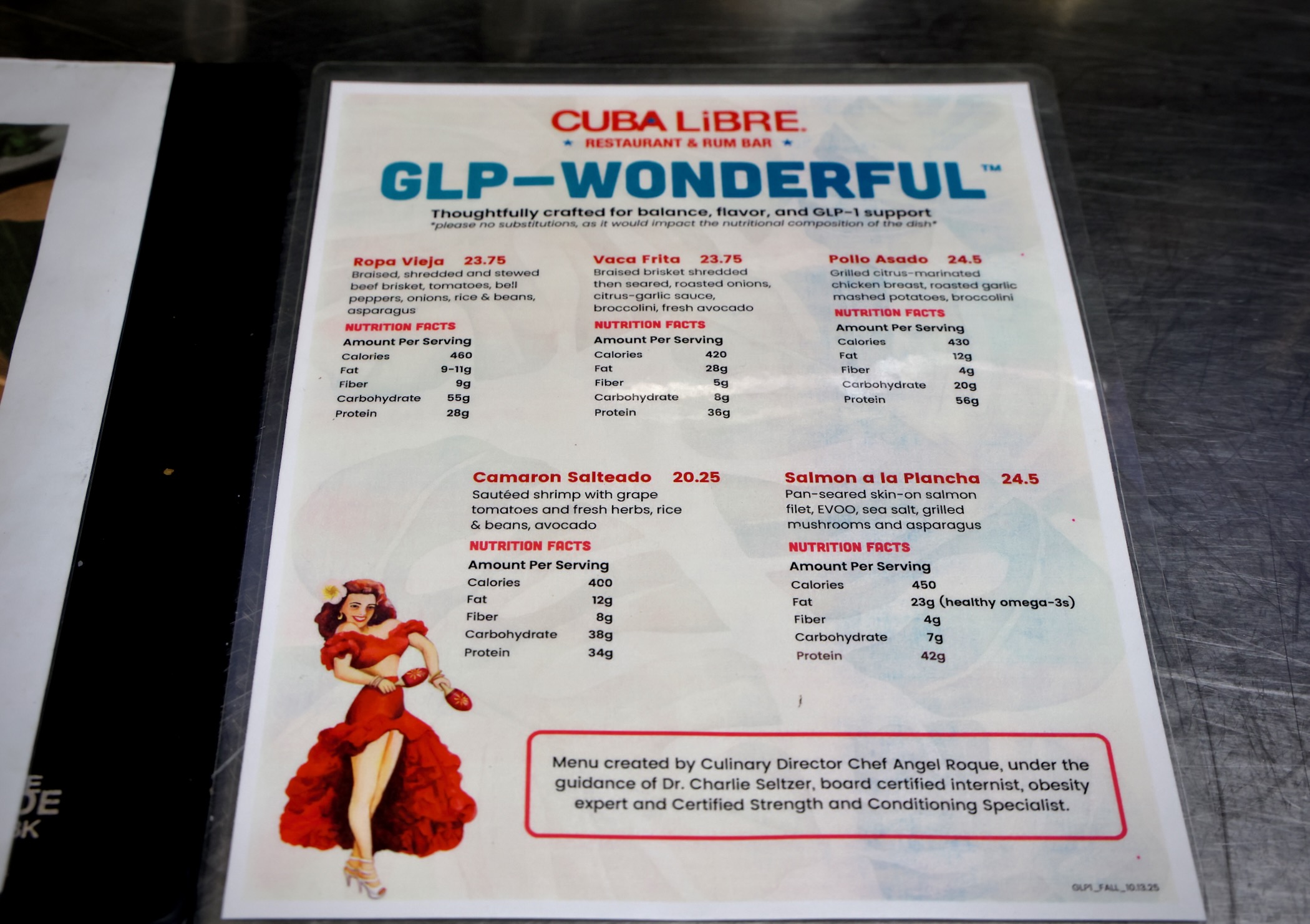 Cuba Libre's GLP-Wonderful menu