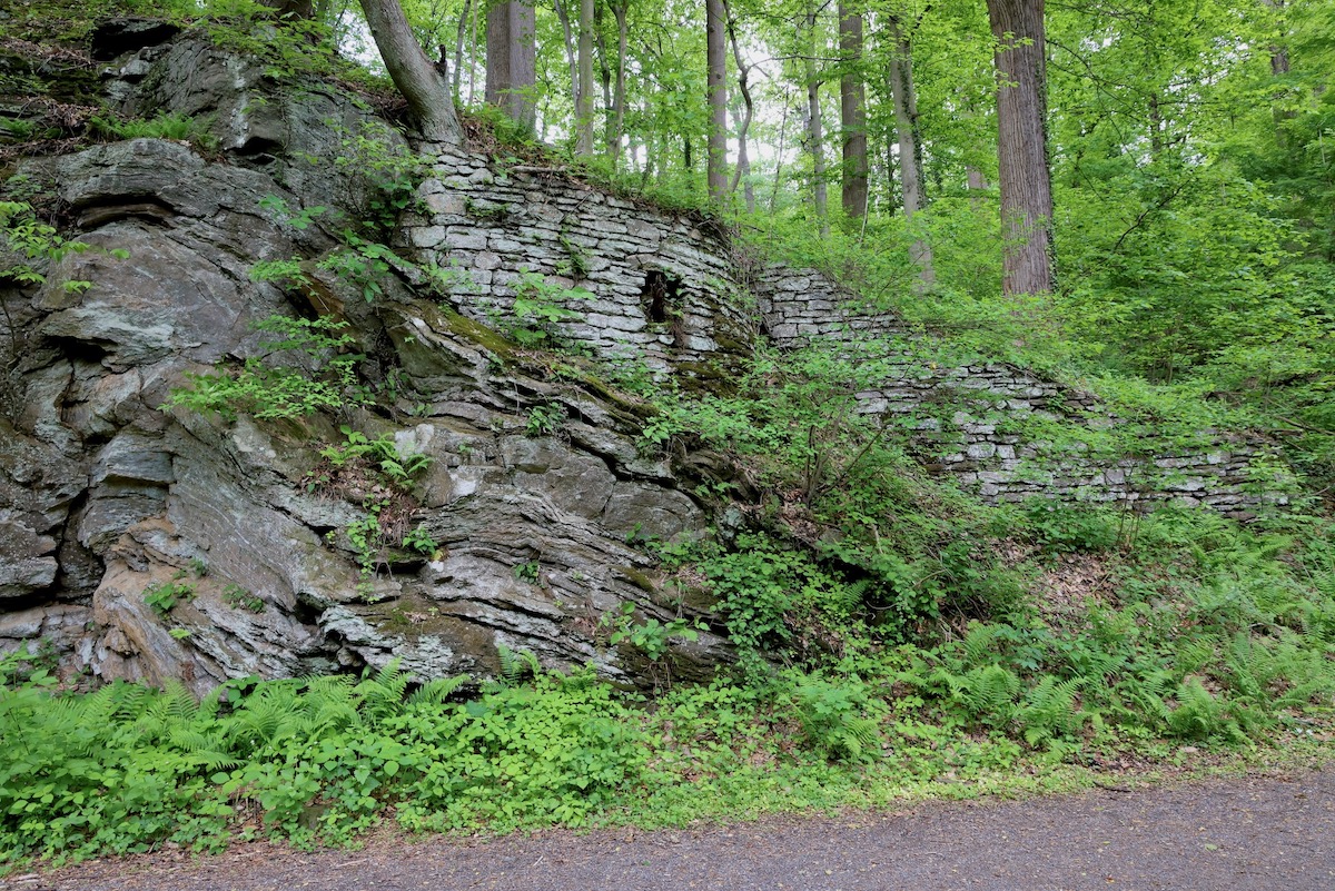 Stone retaining wall at Wissahickon Valley Park