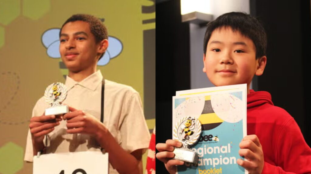 Isaac Geremew, an eighth grader at William Davies Middle School (left), and Jayden Jiang, a sixth grader