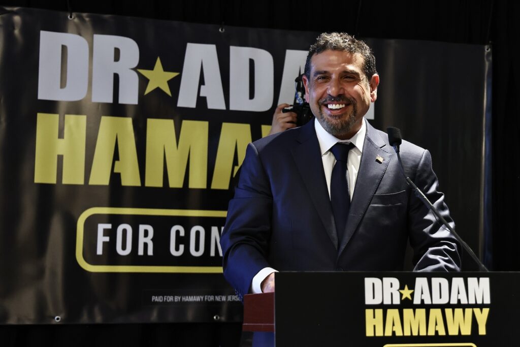 adam-hamawy-new-jersey-primary-el-060226 Adam Hamawy is seen at a Democratic primary victory celebration