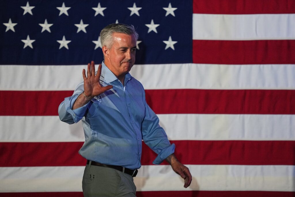 Election 2026 Pennsylvania Bob Harvie, Pennsylvania congressional candidate, arrives to speak at Pennsylvania Gov. Josh Shapiro's election night watch party in Warminster, Pa., Tuesday, May 19, 2026.