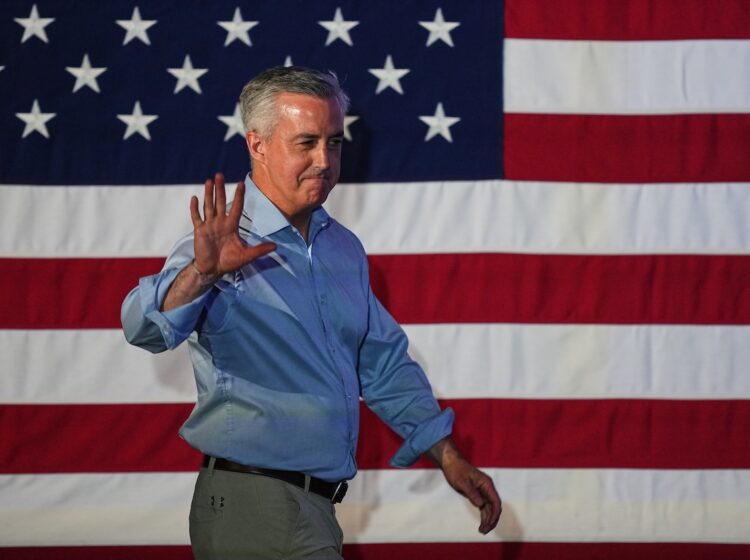 Bob Harvie, Pennsylvania congressional candidate, arrives to speak at Pennsylvania Gov. Josh Shapiro's election night watch party in Warminster, Pa., Tuesday, May 19, 2026.