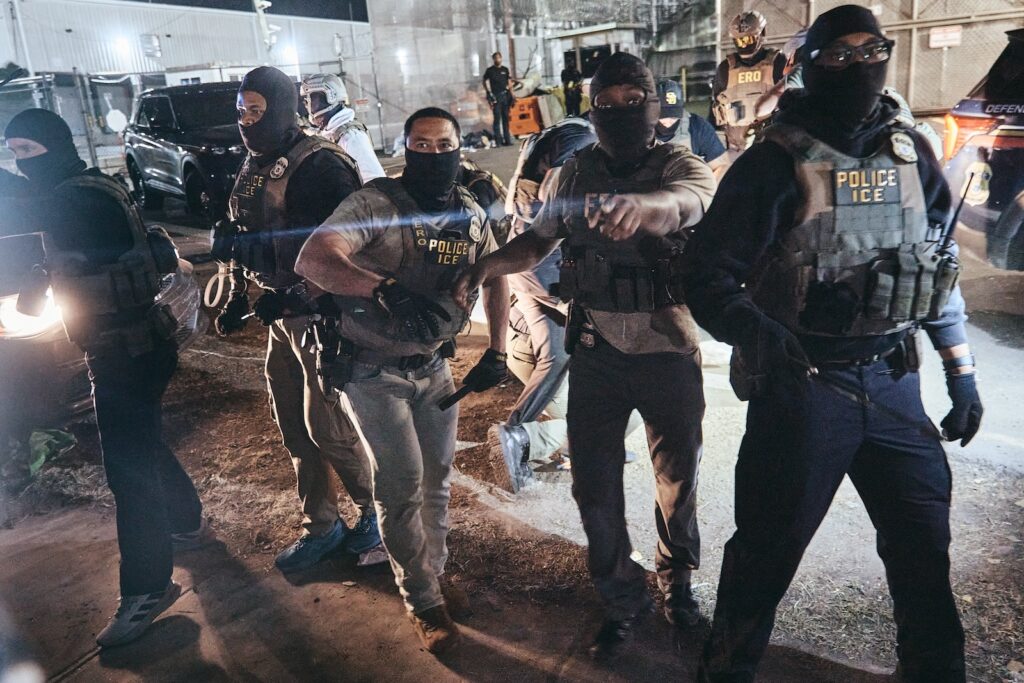 Immigration Protests New Jersey ICE agents go after protestors outside the Delaney Hall detention center during a protest on Wednesday, May 27, 2026, in Newark, N.J. Inside the facility, detainees carried out a labor and hunger strike for days over alleged living conditions.