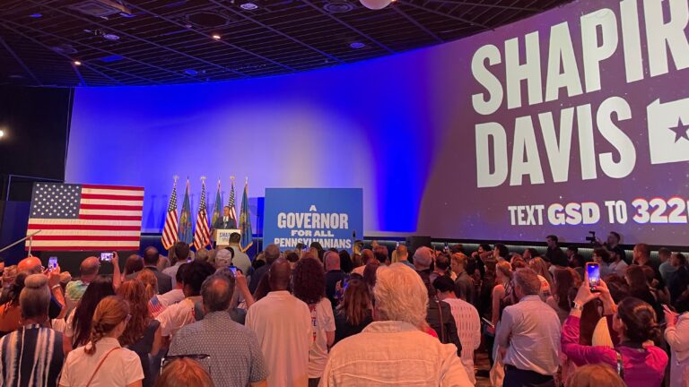 Josh Shapiro addresses a crowd