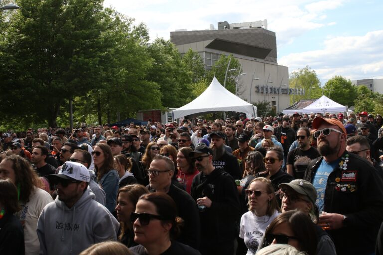 People standing in attendance