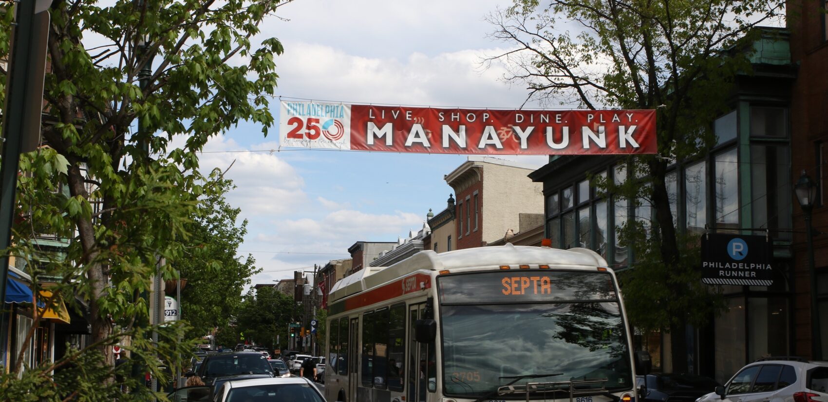 a SEPTA bus in Manayunk