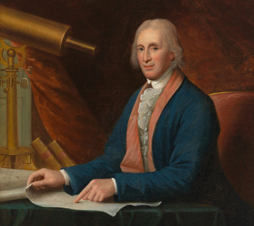 by Charles Willson Peale A portrait of David Rittenhouse with his telescope painted by Charles Wilson Peale in 1796. (National Portrait Gallery)