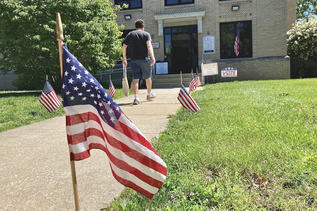 2026 06 03-e lee-haddon township nj-primary election polling place A voter arrives to cast his ballot at St. Teresa of Calcutta Parish in Haddon Township on New Jersey primary Election Day on June 2, 2026.
