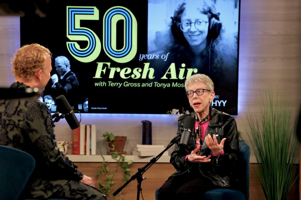 Yannick Nezet-Seguin and Terry Gross speaking during a special taping at WHYY studios.