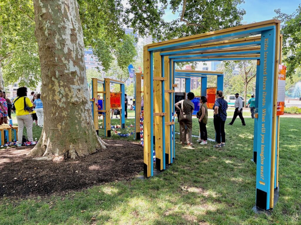 A tunnel of square arches at Sister Cities Park
