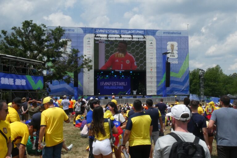 Thousands of soccer (or football) fans packed the FIFA Fan Festival