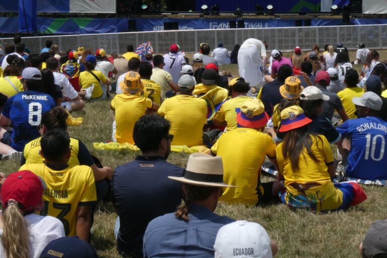 Thousands of soccer (or football) fans packed the FIFA Fan Festival