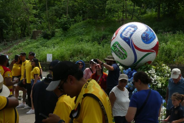 Thousands of soccer (or football) fans packed the FIFA Fan Festival