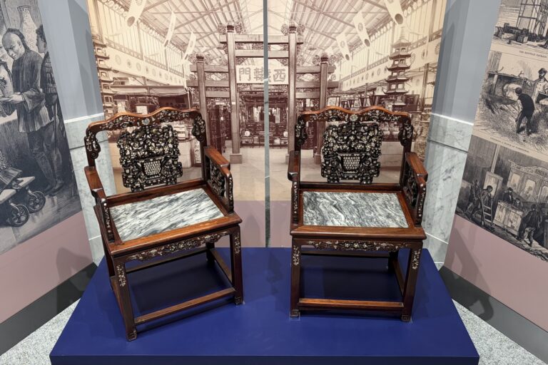 Two chairs on display.