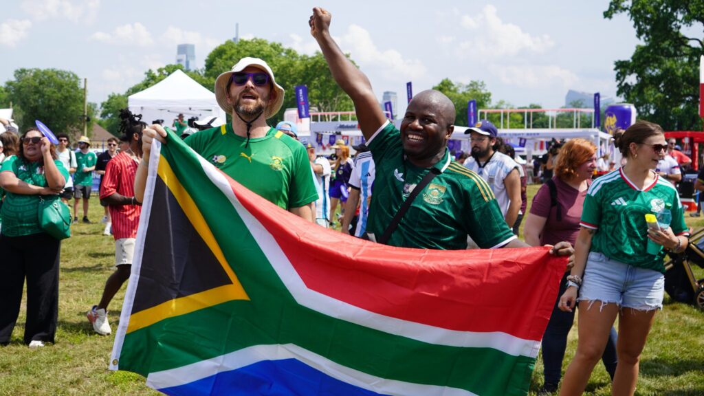 lemon-hill-fan-fest-bp-061126 Mlamuli Mhlongo (right) came to the FIFA World Cup fan festival