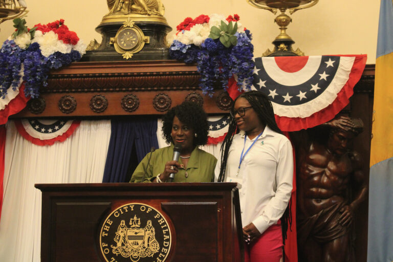 Philadelphia Mayor Cherelle Parker, left, and her counterpart