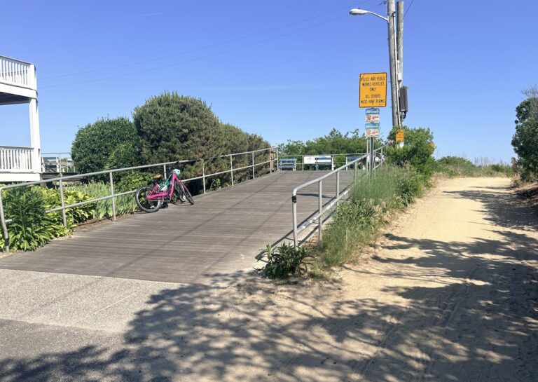 A ramp onto the beach allows access to the boardwalk