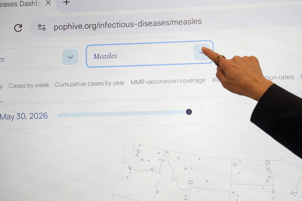 Georgetown University's Rebecca Katz points to measles data